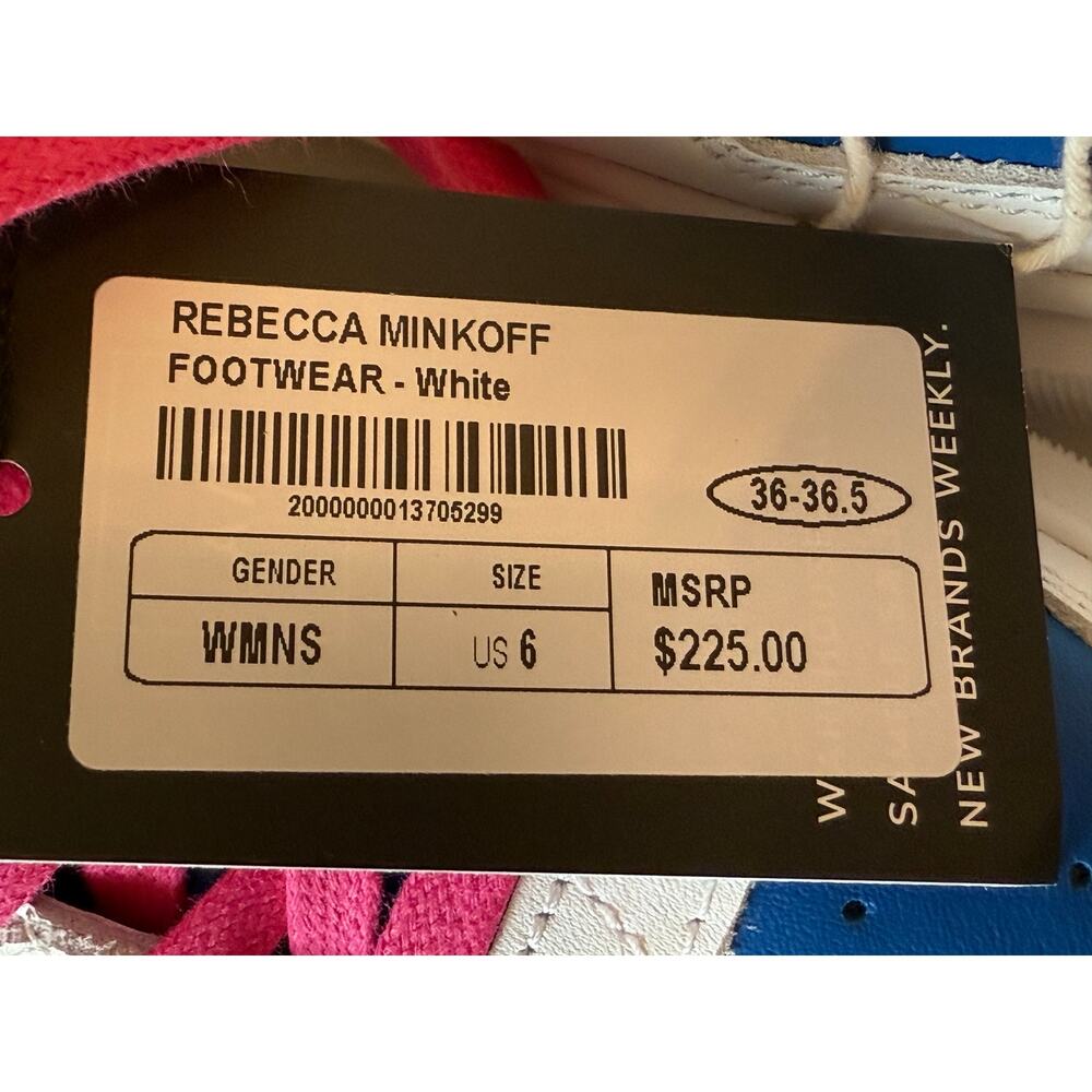 NWT Rebecca Minkoff Colorblock Leather Lace-Up Sneakers White/Pink/Blue Womens 6 - Picture 5 of 6